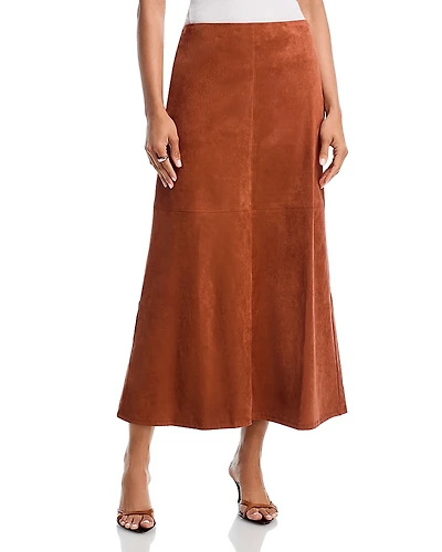 Lost and Wander Regal Poise Faux Suede Maxi Skirt