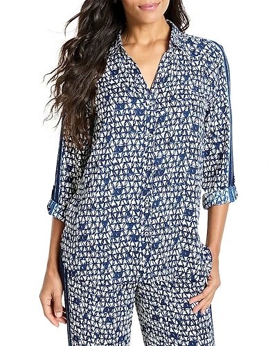 Nic+Zoe Etched Angles Roll Tab Sleeve Shirt