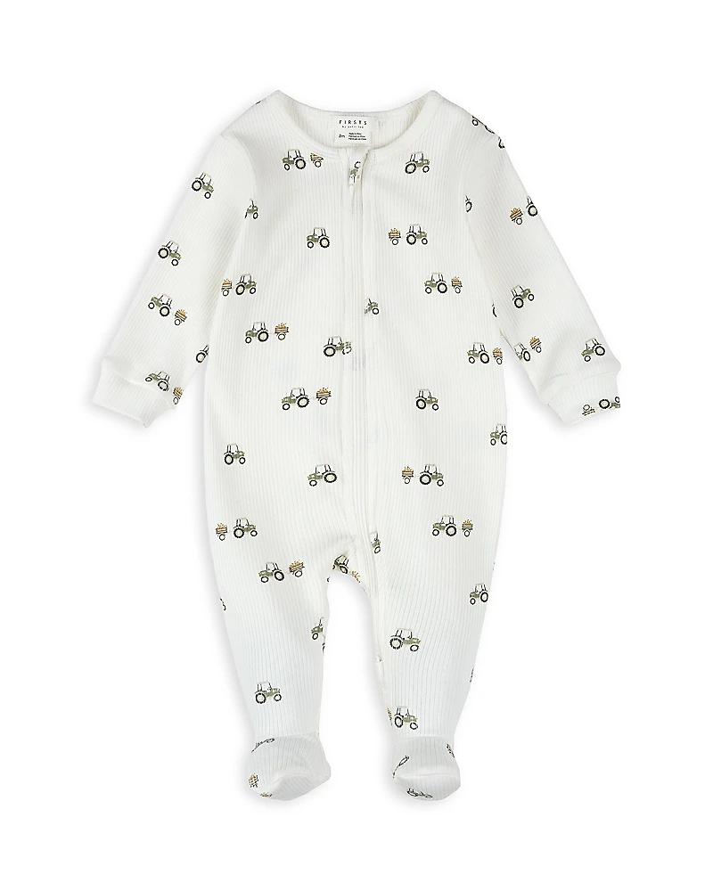 Firsts by petit lem Boys' Pear Picking Truck Print Footie Sleeper - Baby