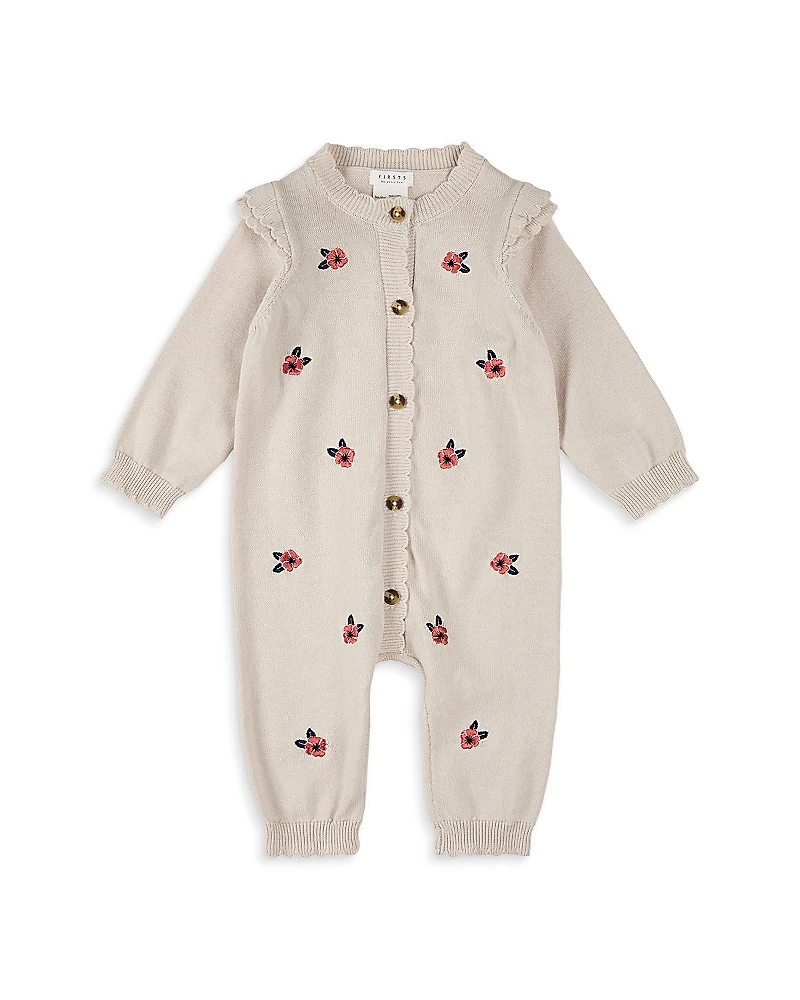Firsts by petit lem Girls' Poppy Print Sweater Knit Playsuit - Baby