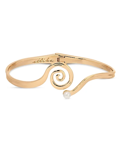 Ettika Mini Aura Swirl Imitation Pearl Cuff Bracelet