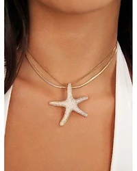 Pavé Starfish Pendant Necklace, 12"-17"