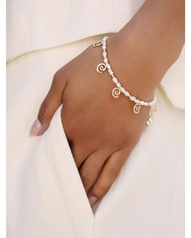 Aura Cultured Freshwater Pearl Swirl Charm Bracelet