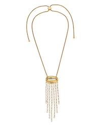 Mykonos Shell Imitation Pearl Fringe Pendant Necklace, 28"