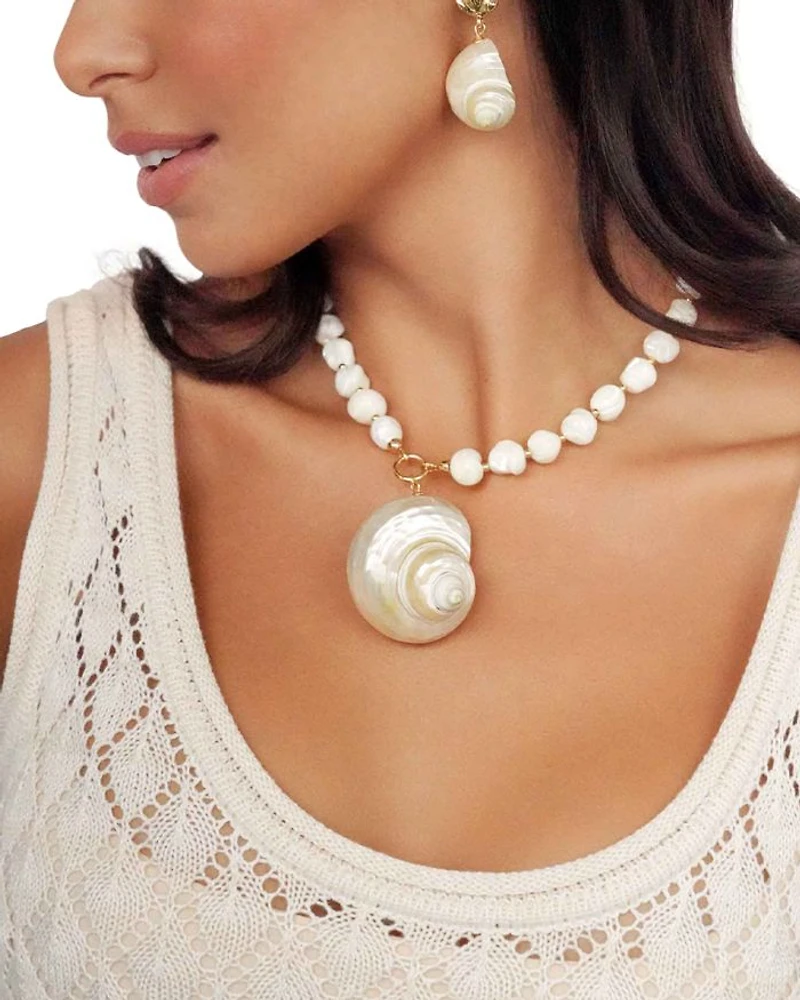 Sunken Treasure Shell Pendant Necklace, 15"-20"