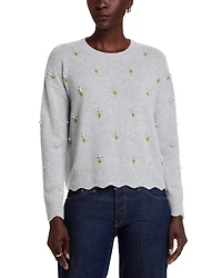 C by Bloomingdale's Cashmere Floral Pearl Embellished Sweater - Exclusive