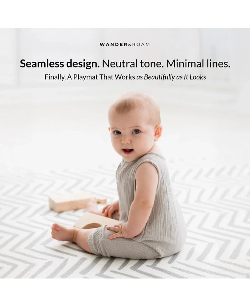 Reversible Baby PlayMat - Dash + Diamond Design - Soft, Non-Toxic Foam - Waterproof, Easy to Clean