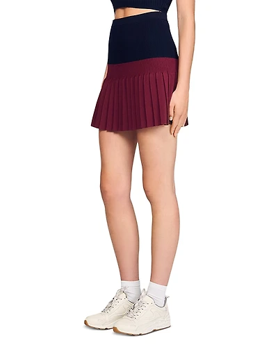 Sandro Short Two Tone Knit Skirt