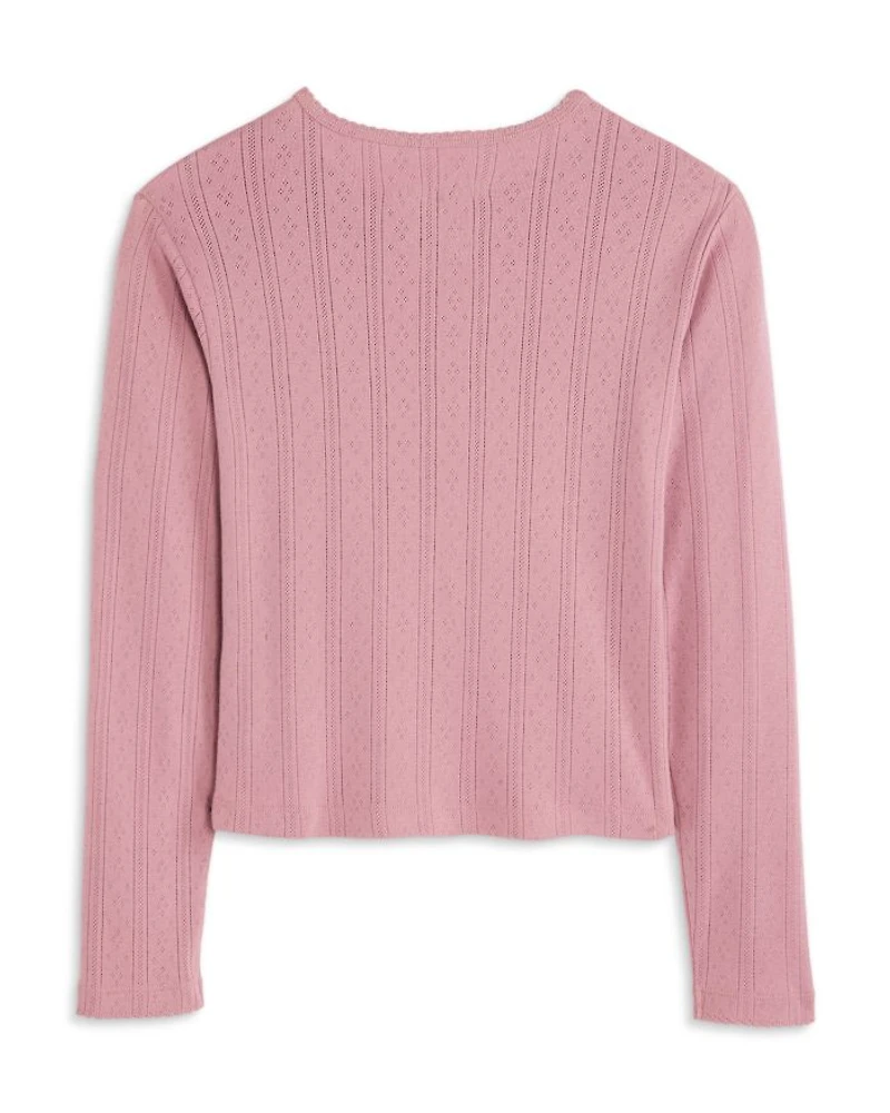 Girls' Marina Long Sleeved Pointelle Top - Big Kid