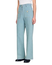 Sandro Faded High Rise Wide Leg Jeans