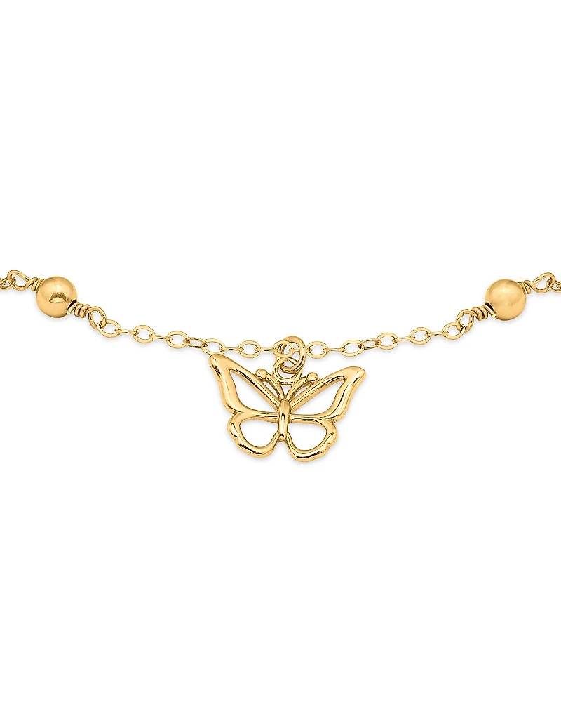 Aqua 18K Gold Over Sterling Silver Butterfly Ankle Bracelet - Exclusive