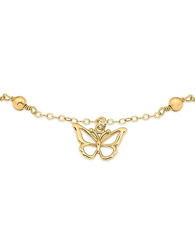 Aqua 18K Gold Over Sterling Silver Butterfly Ankle Bracelet - Exclusive