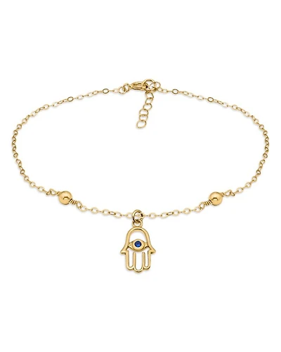 Blue Pavé Hamsa Hand Ankle Bracelet - Exclusive