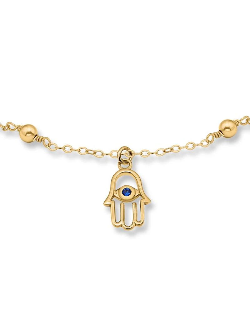 Blue Pavé Hamsa Hand Ankle Bracelet - Exclusive