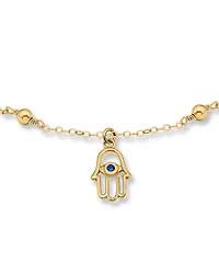 Blue Pavé Hamsa Hand Ankle Bracelet - Exclusive