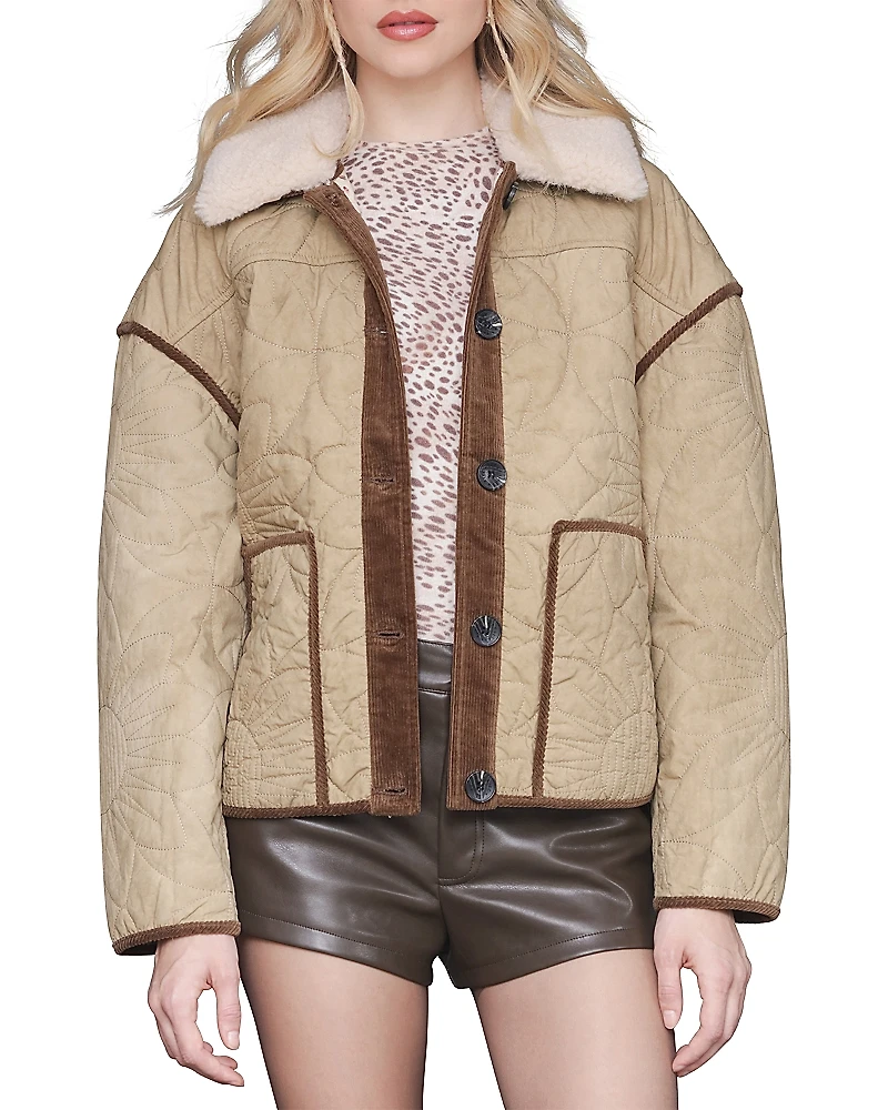 Avec Les Filles Contrast Trim Quilted Jacket