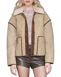 Avec Les Filles Contrast Trim Quilted Jacket
