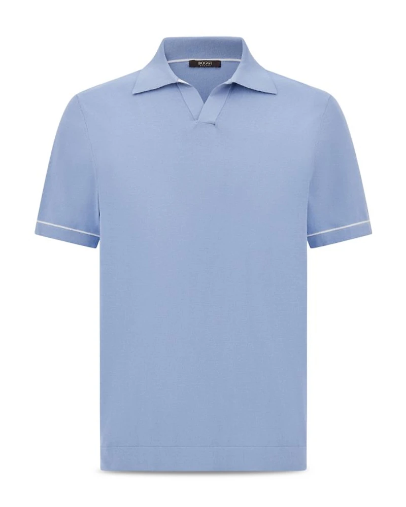 Cotton Crepe Knit Polo Shirt