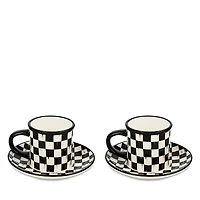 MacKenzie-Childs Courtly Check Stoneware Espresso Cup & Saucer, Set of 2