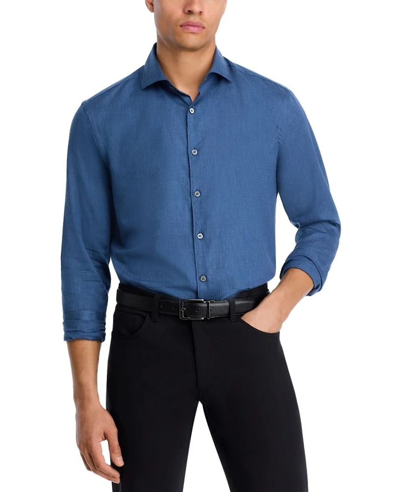 Tonal Herringbone Weave Sport Shirt