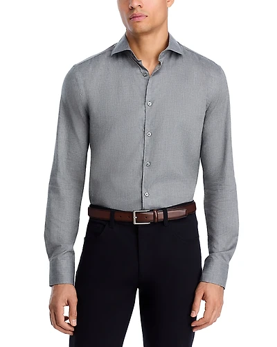 Canali Tonal Herringbone Weave Sport Shirt