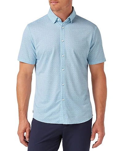 Mizzen+Main Halyard Short Sleeve Dress Shirt Light Blue Circle Montage
