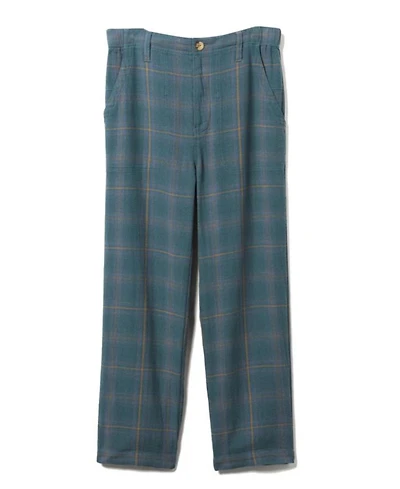 Unisex Straight Twill Plaid Pant