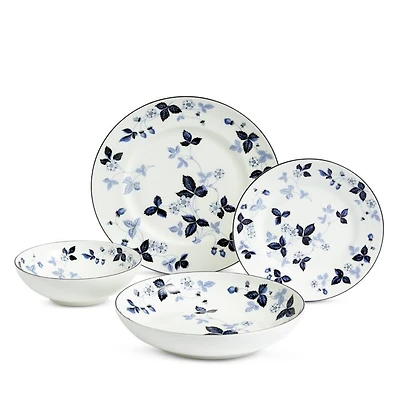 Wild Strawberry Inky Blue Dinnerware 4 Piece Plate Setting