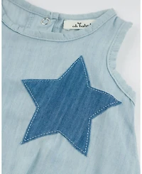 Girls' Lyocell Denim Stars Applique Bubble - Baby