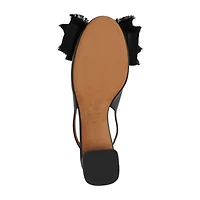 Women's Leather Heeled Slingback Ballerina