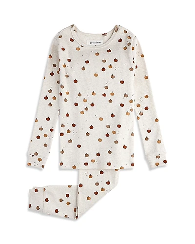 petit lem unisex Pumpkin Print on Heathered Oatmeal Pajama Set - Little Kid, Big Kid