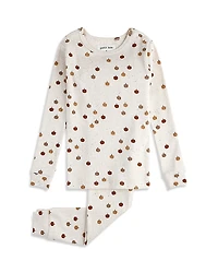 petit lem unisex Pumpkin Print on Heathered Oatmeal Pajama Set - Little Kid, Big Kid