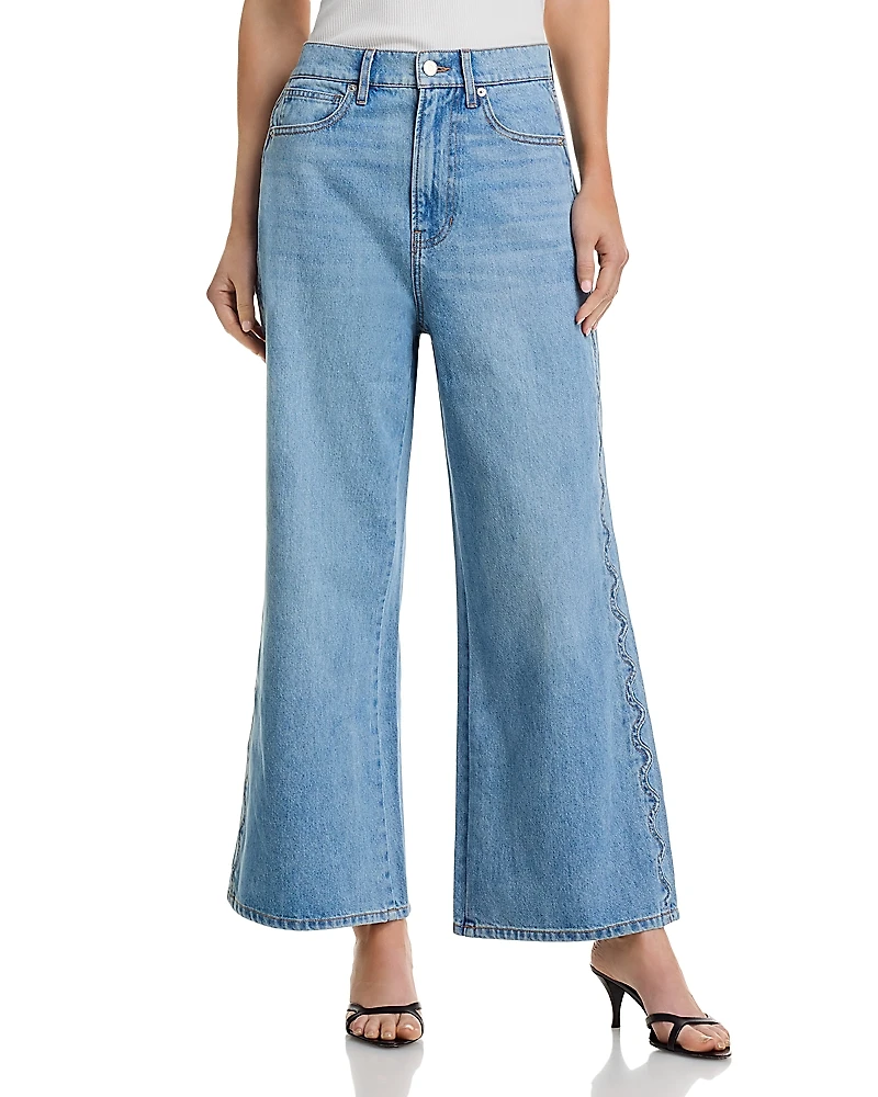 Veronica Beard Taylor High Rise Cropped Wide Leg Jeans