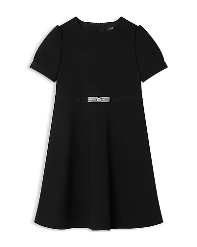 Versace Girls' Punto Milano Jersey & Mesh Embroidery Dress - Little Kid, Big Kid