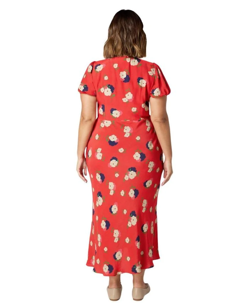 Floral Puff Sleeve Midi Dress