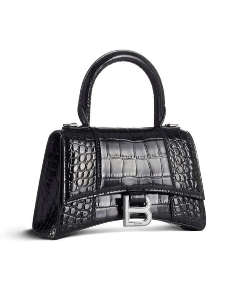 Hourglass Handbag Crocodile Embossed