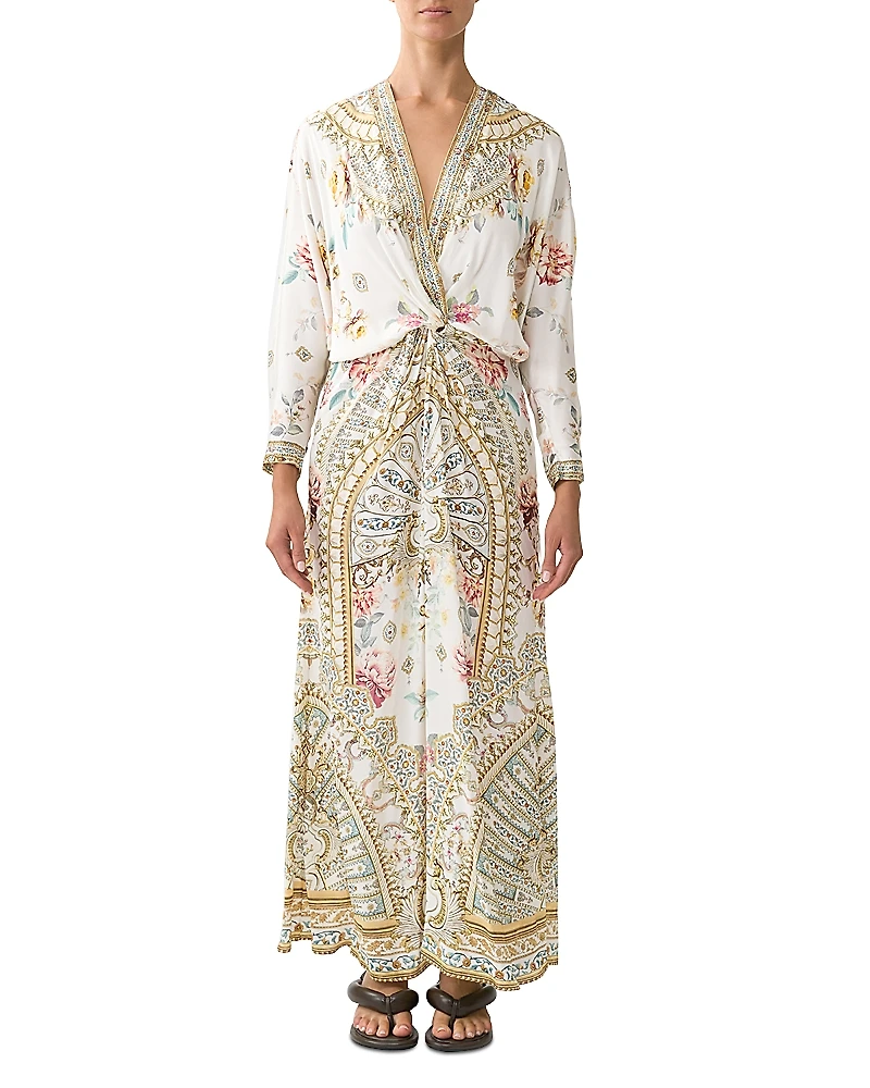 Camilla Silk Twist Front Maxi Dress