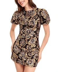 Dress the Population Elsie Sequin Floral Puff Sleeve