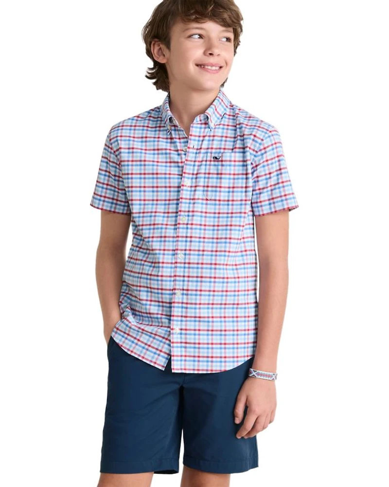 Boys' Road Town Tattersall Performance Short Sleeve Shirt