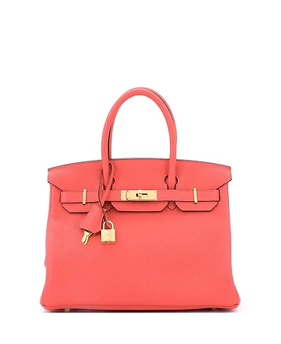 Pre-Owned HERMES Birkin 30 Handbag Pink Clemence with Gold Hardware