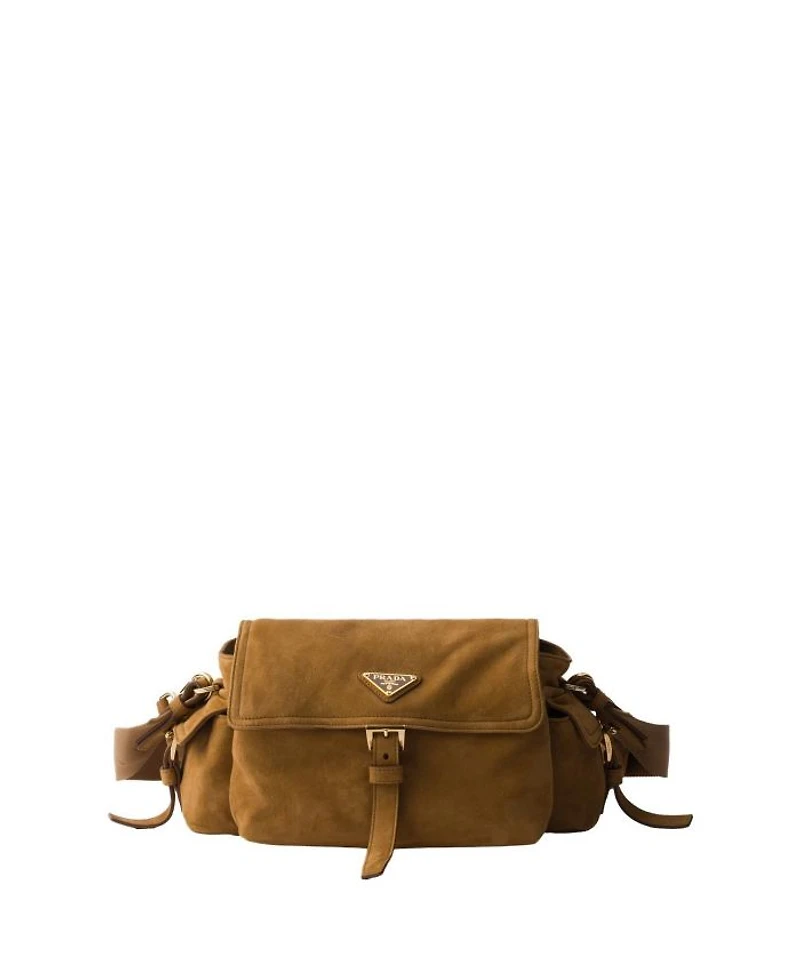 Explore Medium Suede Shoulder Bag With Flap