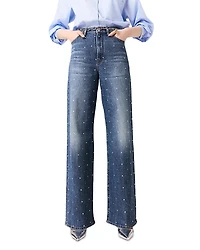 Maje Studded Wide Leg Jeans