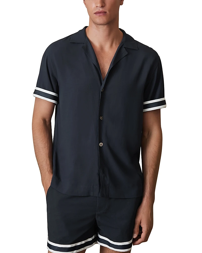 Reiss Asher Striped Cuff Camp Shirt