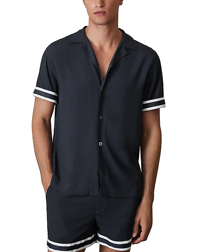 Reiss Asher Striped Cuff Camp Shirt