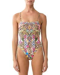 Camilla Straight Neck Double Strap One Piece Swimsuit