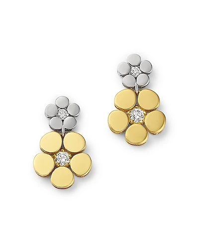 Roberto Coin 18K White & Yellow Gold Daisy Diamond Drop Earrings