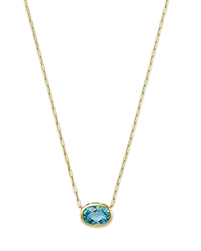 Bloomingdale's Fine Collection Sky Blue Topaz Oval Bezel Pendant Necklace