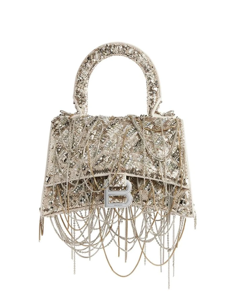 Hourglass Handbag with Chain Embroidery