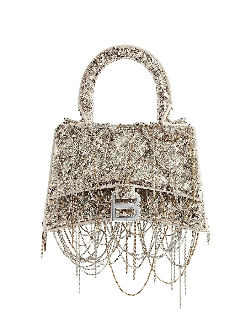 Balenciaga Hourglass Handbag with Chain Embroidery