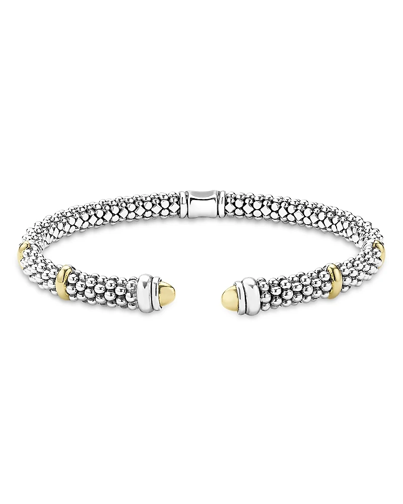 Lagos 18K Yellow Gold & Sterling Silver Signature Caviar Versa Cuff Bracelet